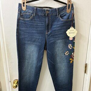 Knox Rose Denim Jeans - Embroidered Size 16 - Midrise Skinny